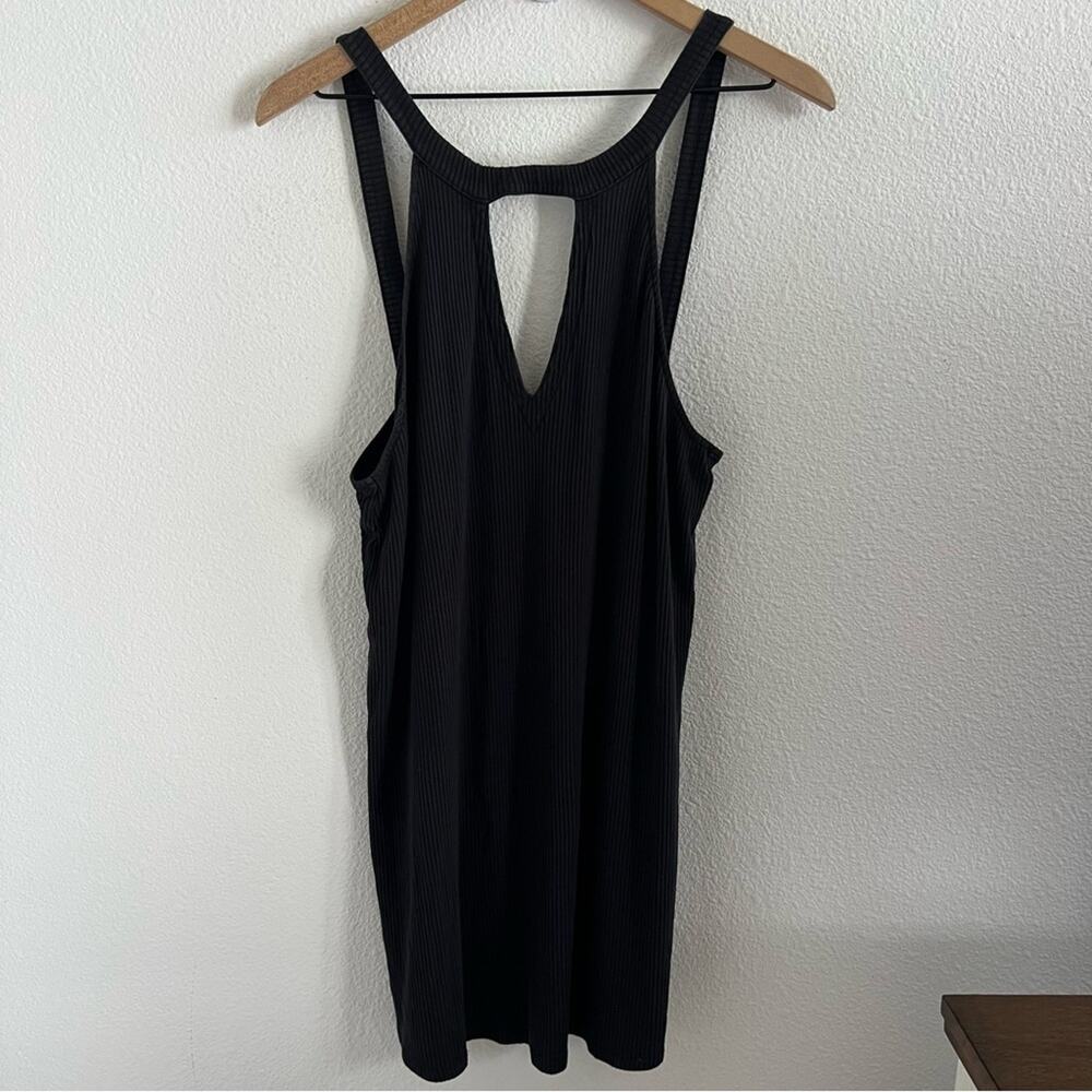 RVCA Black Ribbed Keyhole Coastal Surfer Beach Dress Flowy Medium